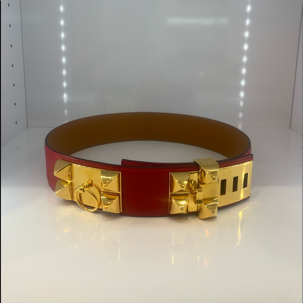 CDC HERMES Red and gold belt. Sz: 75